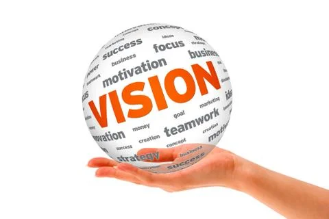 Hand holding a vision 3d sphere Illustrazione stock