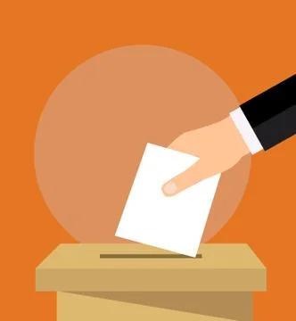 Hand holding voting paper Illustrazione stock
