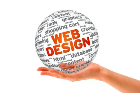 Hand holding a  web design 3d sphere Stock Illustration