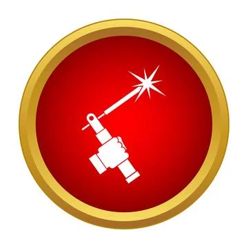 Hand holding welding torch with dazzling sparks icon Ilustración de archivo