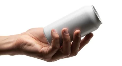 Hand holding white ceramic mug isolated on white studio background for prod.. Stock Illustration
