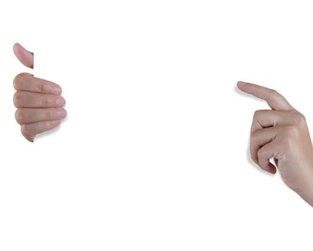 Hand holding white empty paper Foto stock