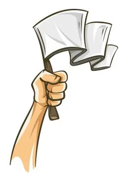 Hand holding white flag capitulation concept losing. Illustration. Stock Illustration
