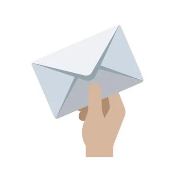 Hand Holding a White Mail Envelope Vector Illustration on white background .. Illustrazione stock