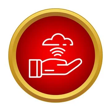 Hand holding wireless cloud data storage icon 库存插图