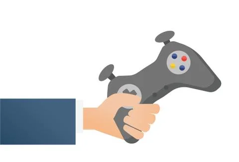 Hand holding a wireless gaming controller. Stock Illustration