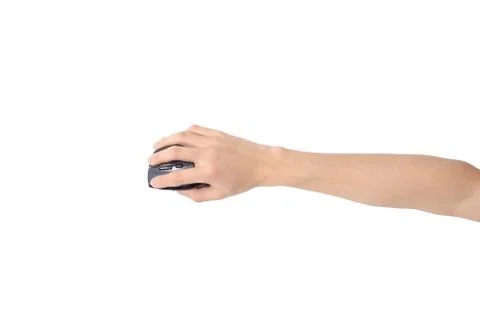 Hand holding wireless mouse Foto stock