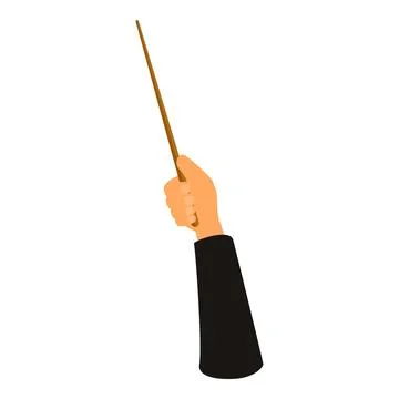 Hand holding a wooden pointer stick on white background Stock Illustration