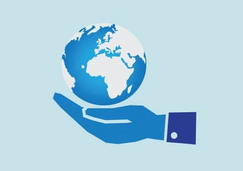 Hand holding world globe Illustrazione stock