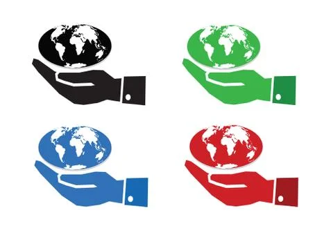 Hand holding world globe map Stock Illustration