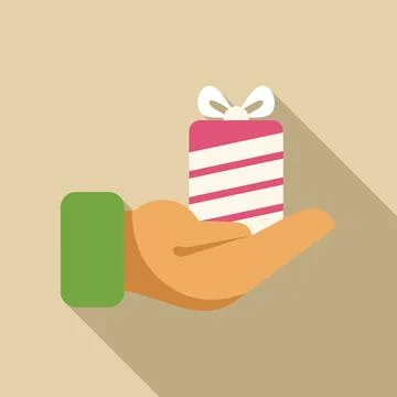 Hand holding wrapped gift box with ribbon bow, giving present concept Stock Illustration