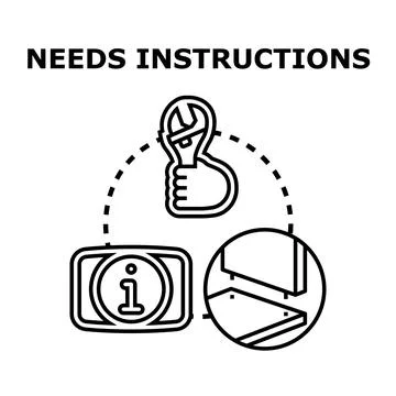 Hand holding wrench with assembly instructions concept Ilustración de archivo
