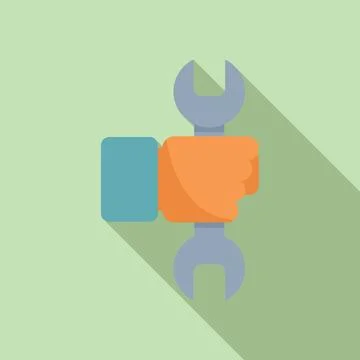 Hand holding wrench fixing problem solving concept illustration Illustrazione stock