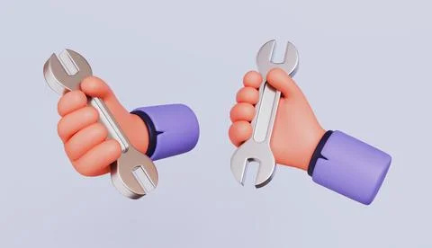 Hand holding wrench on a light background for a concept Stock Illustration