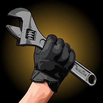 Hand holding wrench vector template Stock Illustration