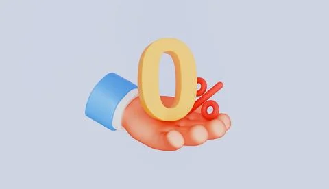 Hand holding zero percent interest for credit, Bank loyalty program Illustrazione stock