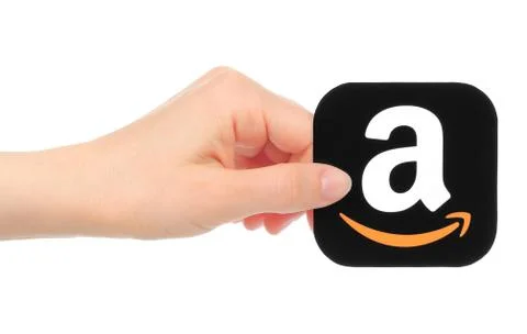 Hand holds Amazon icon Stock Illustration