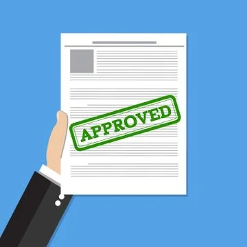 Hand holds approved document Stockillustratie