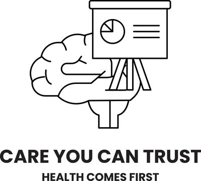 Hand holds brain, projecting data 스톡 일러스트