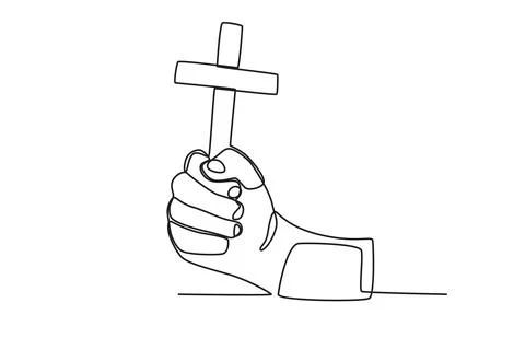 A hand holds a cross Stock Illustration