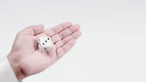 Hand Holds A Dice Three Stock Footage 248741300