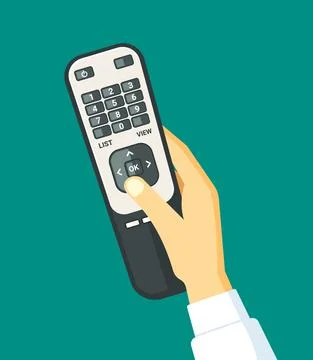 Hand holds electronic control panel illustration. Compact smart controller Stockillustratie