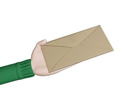 Hand holds an envelope isolated on white background Stock Illustration