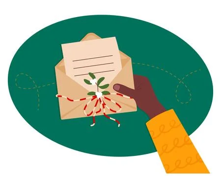 Hand holds an envelope with a letter Stock Illustration