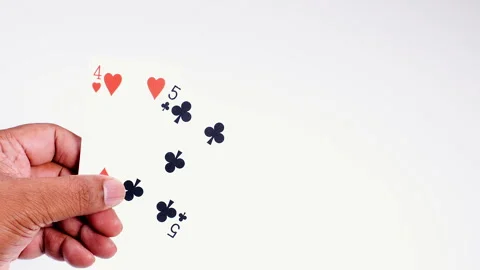 Hand Holds A Four And Five cards Stock Footage 248706025