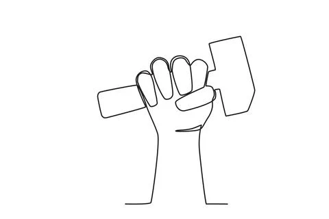 A hand holds a hammer Stock Illustration
