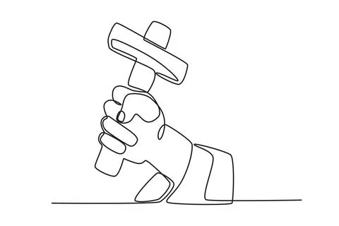 A hand holds a hammer Stock Illustration