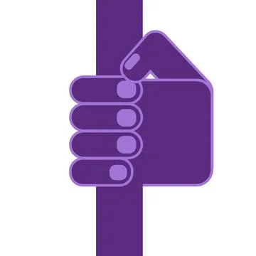 Hand holds on to the handrail. Simple flat designed sign isolated Illustration