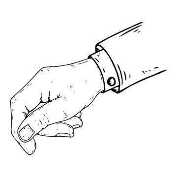 Hand holds icon. Vector illustration of a man's wrist. Hand drawn male hand. Stock Illustration