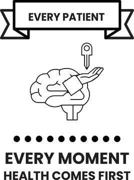 Hand holds key above brain, symbolizing health priority Stockillustratie