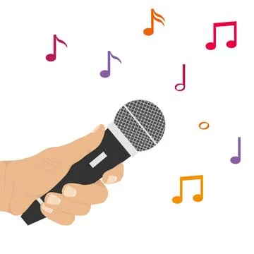 The hand holds the microphone Stock Illustration