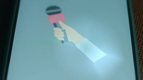 Hand holds a microphone, presentation Stock Footage 310053329