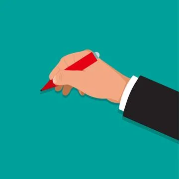 The hand holds a pen. Stock Illustration