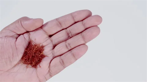 A Hand Holds Saffron Threads Stock Footage 248752430