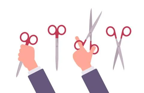 Hand holds scissors Stock Illustration