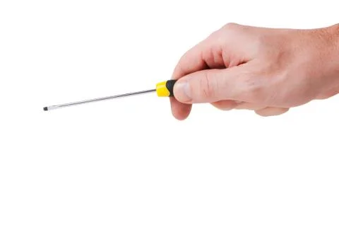 Hand holds a screwdriver Stock-Fotos