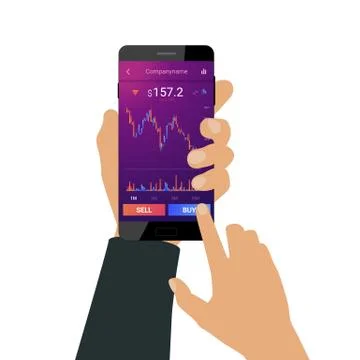Hand holds a smartphone Stock Illustration