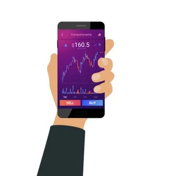 Hand holds a smartphone Stock Illustration