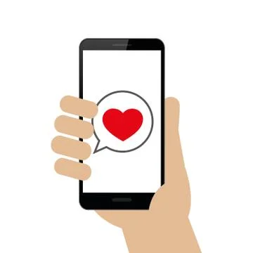 Hand holds smartphone with love message on display Stock Illustration