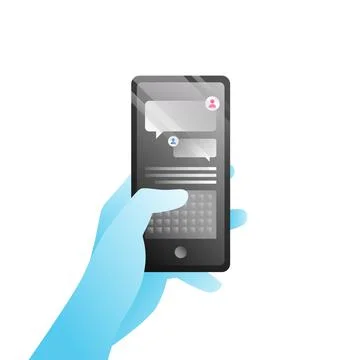 Hand Holds Smartphone. Texting Message Illustration Stock Illustration