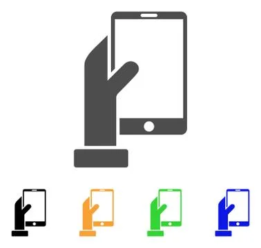 Hand Holds Smartphone Vector Icon Stock Illustration