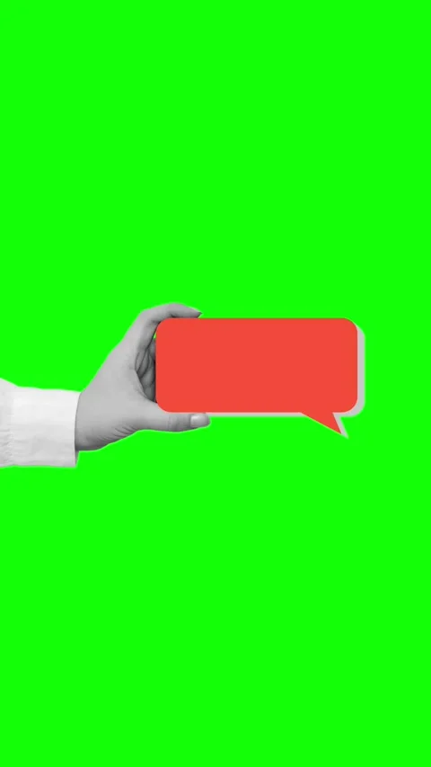 A hand holds a speech bubble with a copy space. Modern collage style Stock Footage 337397926