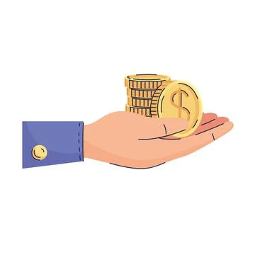 Hand holds stack of coins Stock Illustration