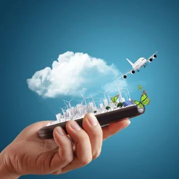 Hand holds touch screen smart phone 스톡 일러스트