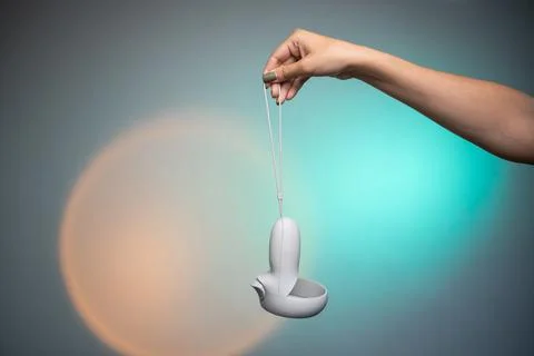 Hand holds vr remote controller, Wireless joystick for next generation video Stock Photos