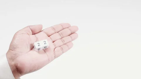 Hand Holds White Dice Two And Two Twenty Two 22 Vídeo Stock 248742833